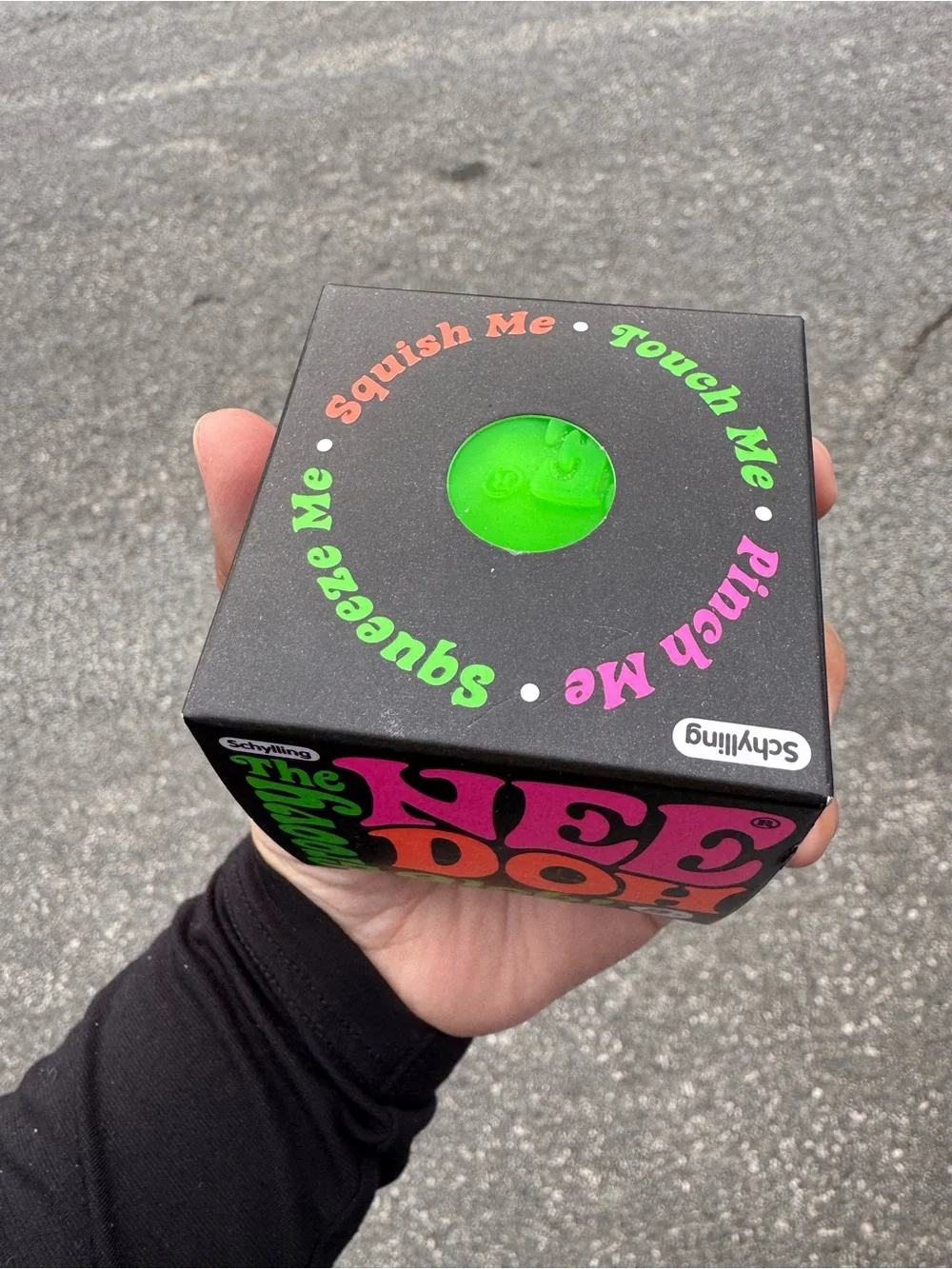 The Nee Doh Glob! Kids Stress Toy - Black with Pink & Orange Graphics